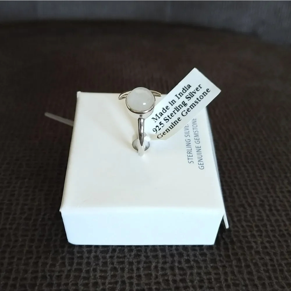 Shivam Moonstone and Silver Crescent Moon🌙 Ring - Picture 5 of 16